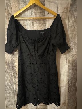 7 For All Mankind Black Eyelet Mini Dress. Size Small.